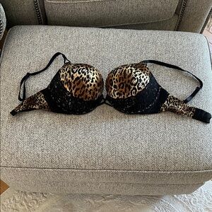 Victoria's Secret Animal Print and Black Lace Bra